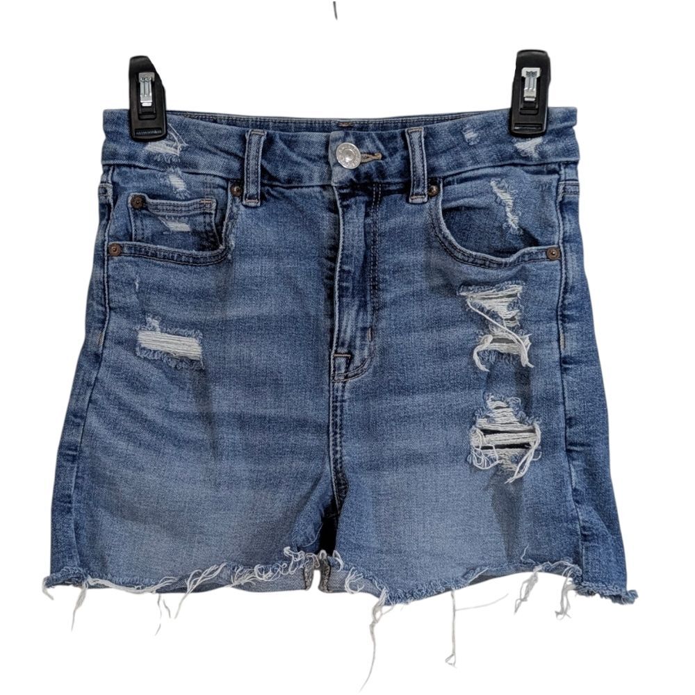 American Eagle Curvy Hi-Rise Shortie Jean Shorts Size 2 Womens Denim High Rise